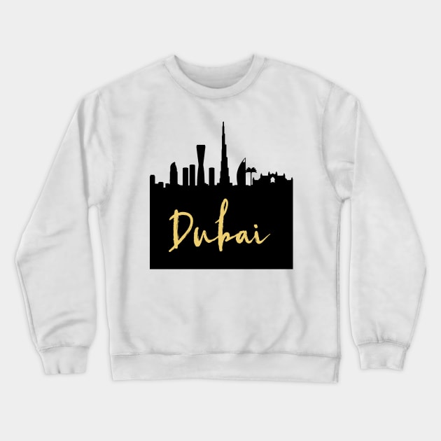 DUBAI UAE DESIGNER SILHOUETTE SKYLINE ART Crewneck Sweatshirt by deificusArt